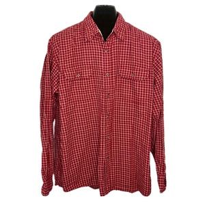 Wrangler Vintage Red and Cream White Plaid Flannel Button-down Shirt Mens Large